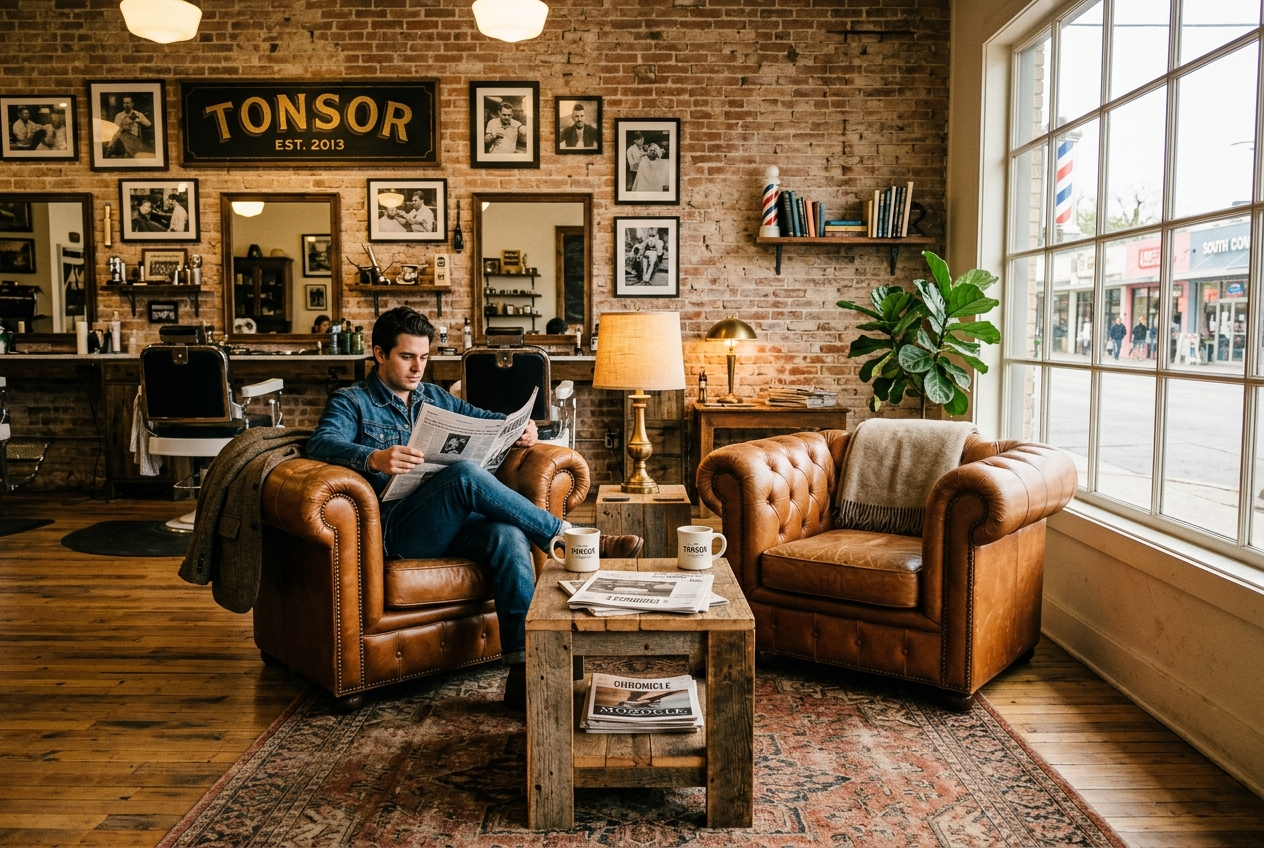 Waiting area with leather chairs